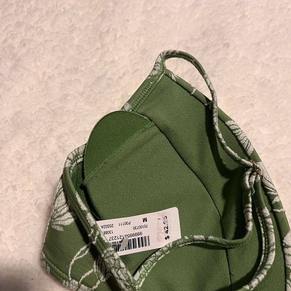 NWT Green Floral Ruched Push Up Bikini Top - Picture 7 of 7